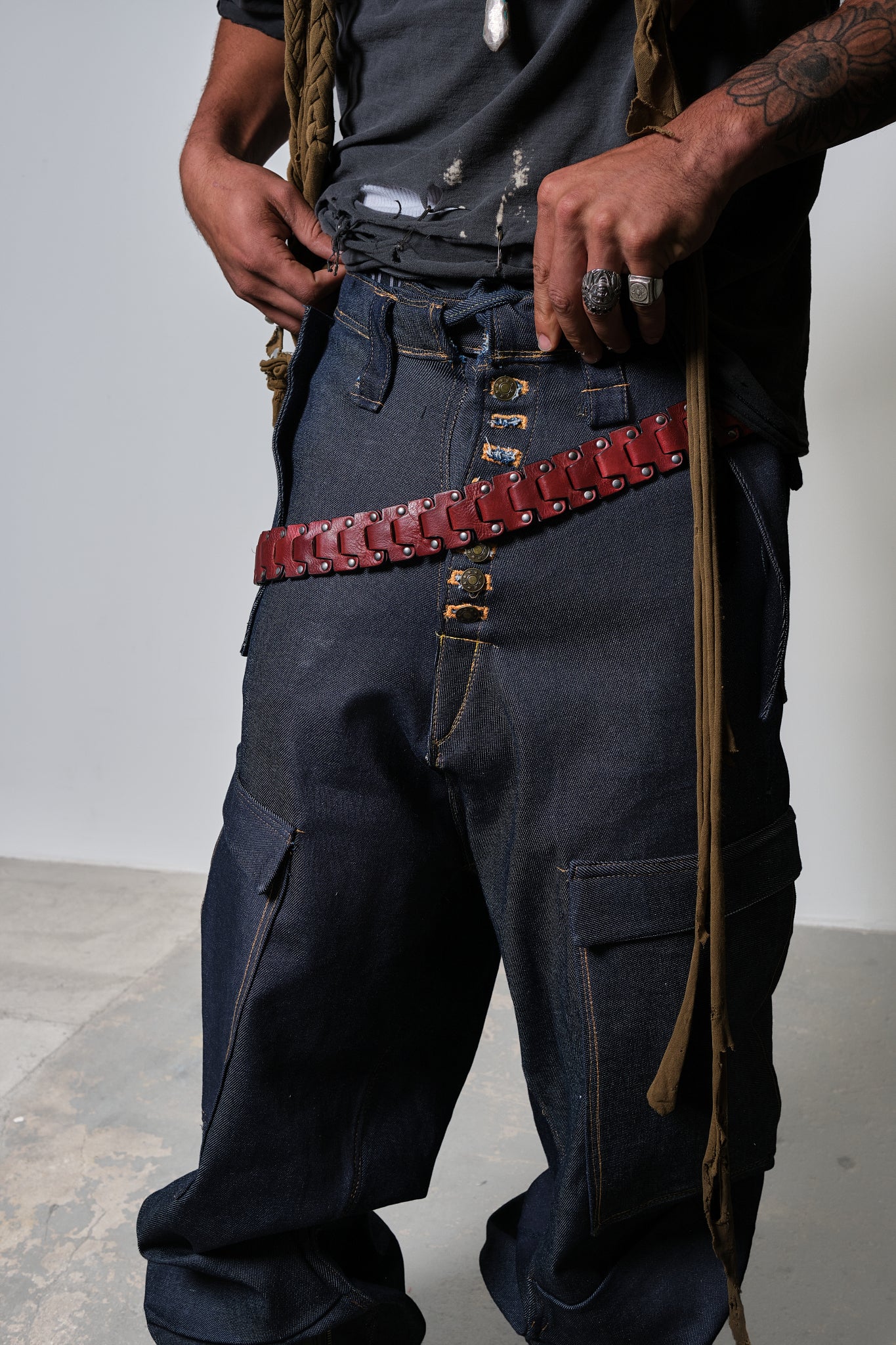 RAW DENIM PARACHUTE PANTS