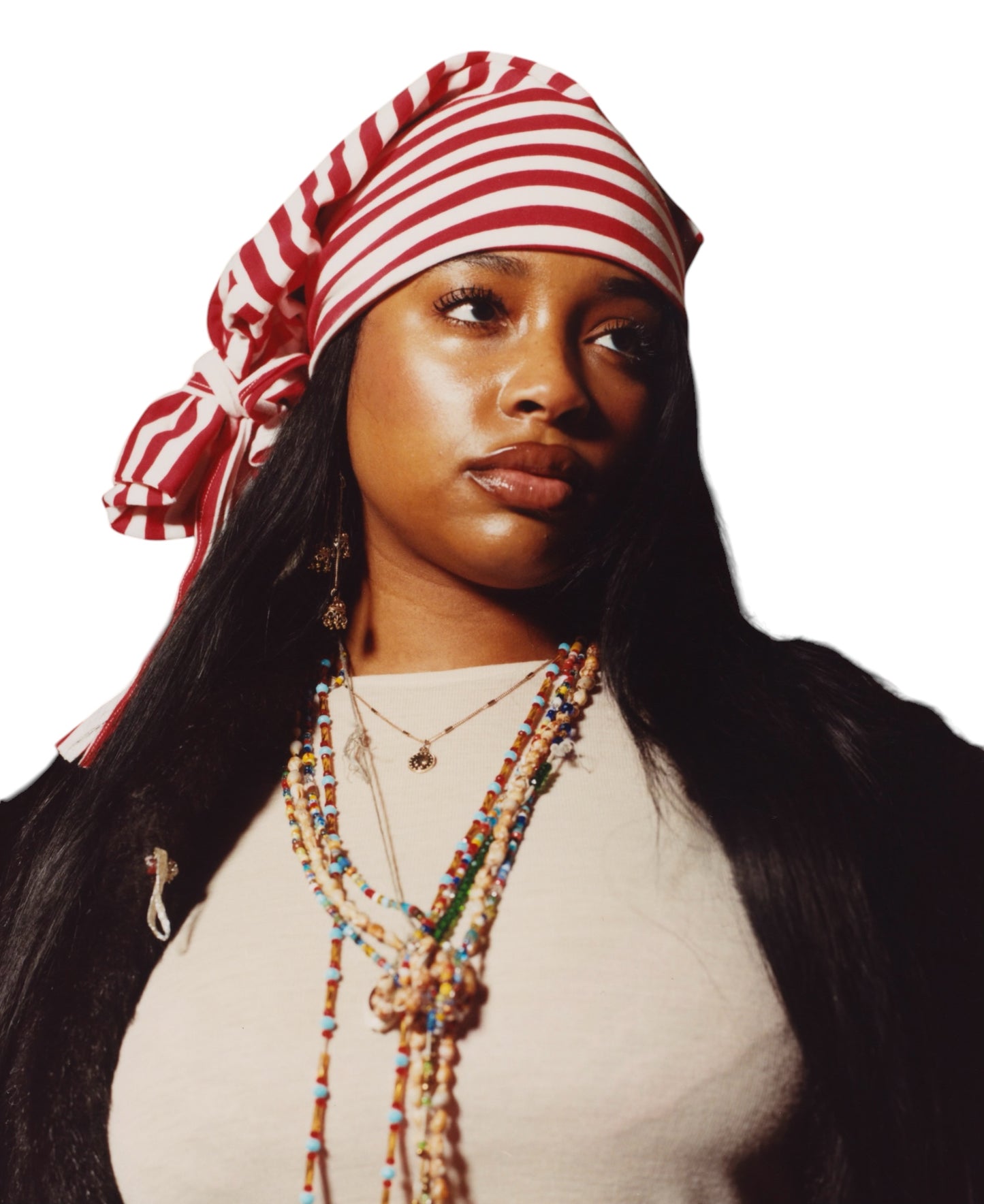 STRIPED TIE BEANIE RED/WHITE