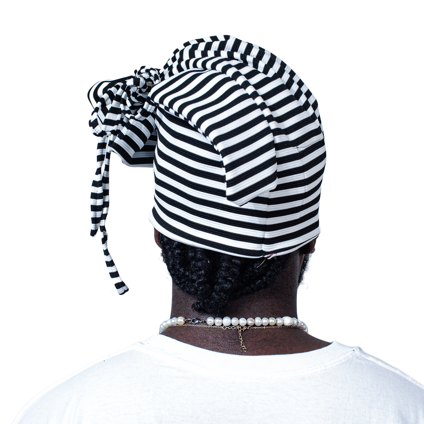 STRIPED TIE BEANIE